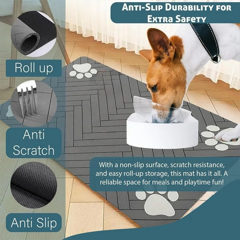 Pet Feeding Mat-Absorbent Pets Placemat for Food and Water Bowl, with Waterproof Rubber Backing, Quick Dry Water Mat for Dog Cat