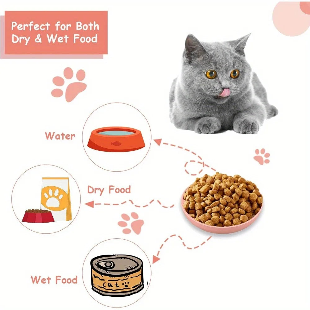 6PCS Whisker Fatigue Cat Bowl Shallow Cat Food Dish Wide Anti-Vomiting Cat Feeder Whisker Stres for Kittens and Short Legged Cat