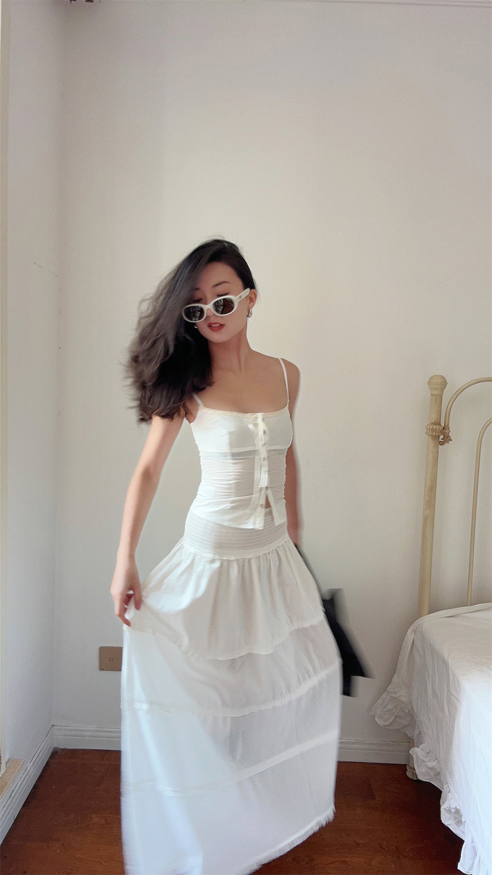 Women's Lace Up Tank Camis, Adjustable Strap, Princess Evangelina, Button Up