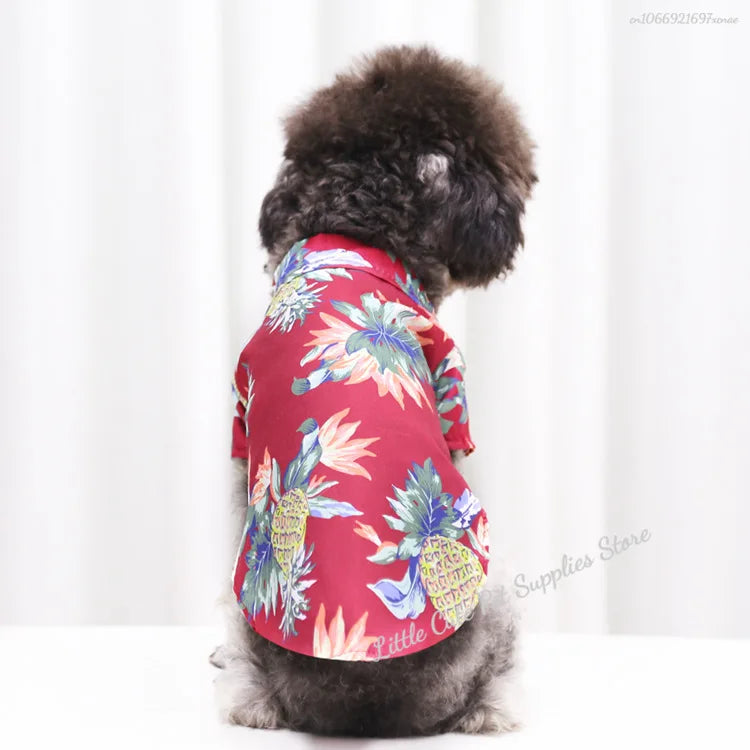 Pet Beach Pineapple Shirts Hawaiian Style Dog Cat Coat Vest Spring Summer Thin Breathable Puppy T-Shirt Clothes Fashion Costumes