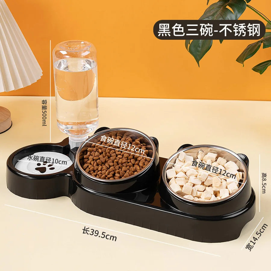 Functional  Double Pet Bowls Neck Protection for Cats Dogs Non-Tip Design for Feeding, Elevate Your Pet's Meal Time