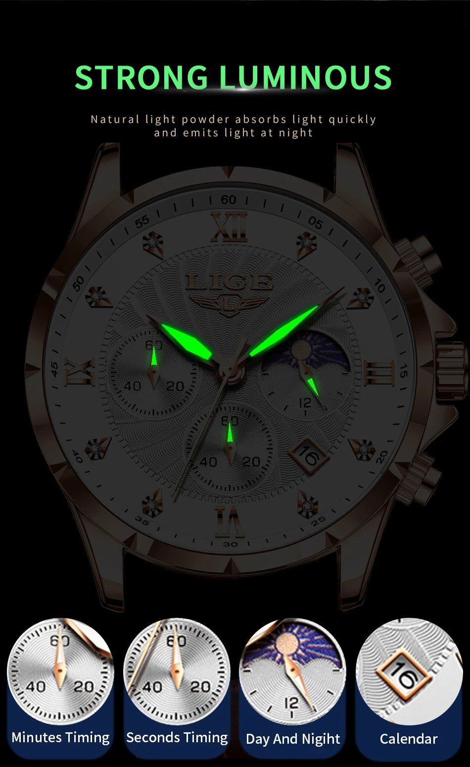 New Mens Watches LIGE Top Brand Luxury Leather Casual Quartz Watch Men's Sport Waterproof Clock Watch Relogios Masculino+Box