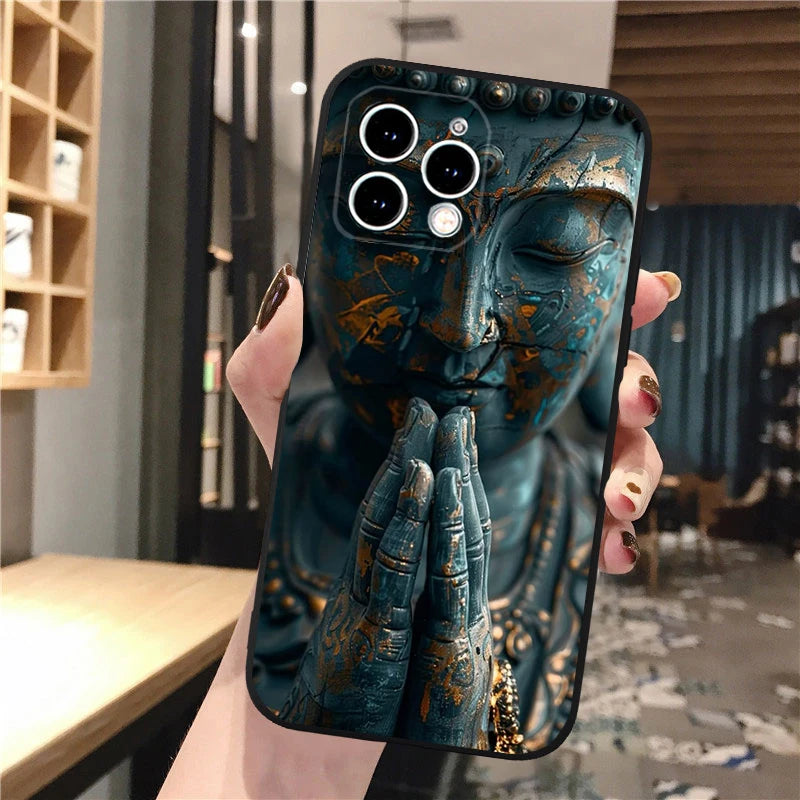 Buddha Phone Case For iPhone 16 15 13 14  Pro Max 16 14 13 Pro 15 Plus 16E Silicone Cover