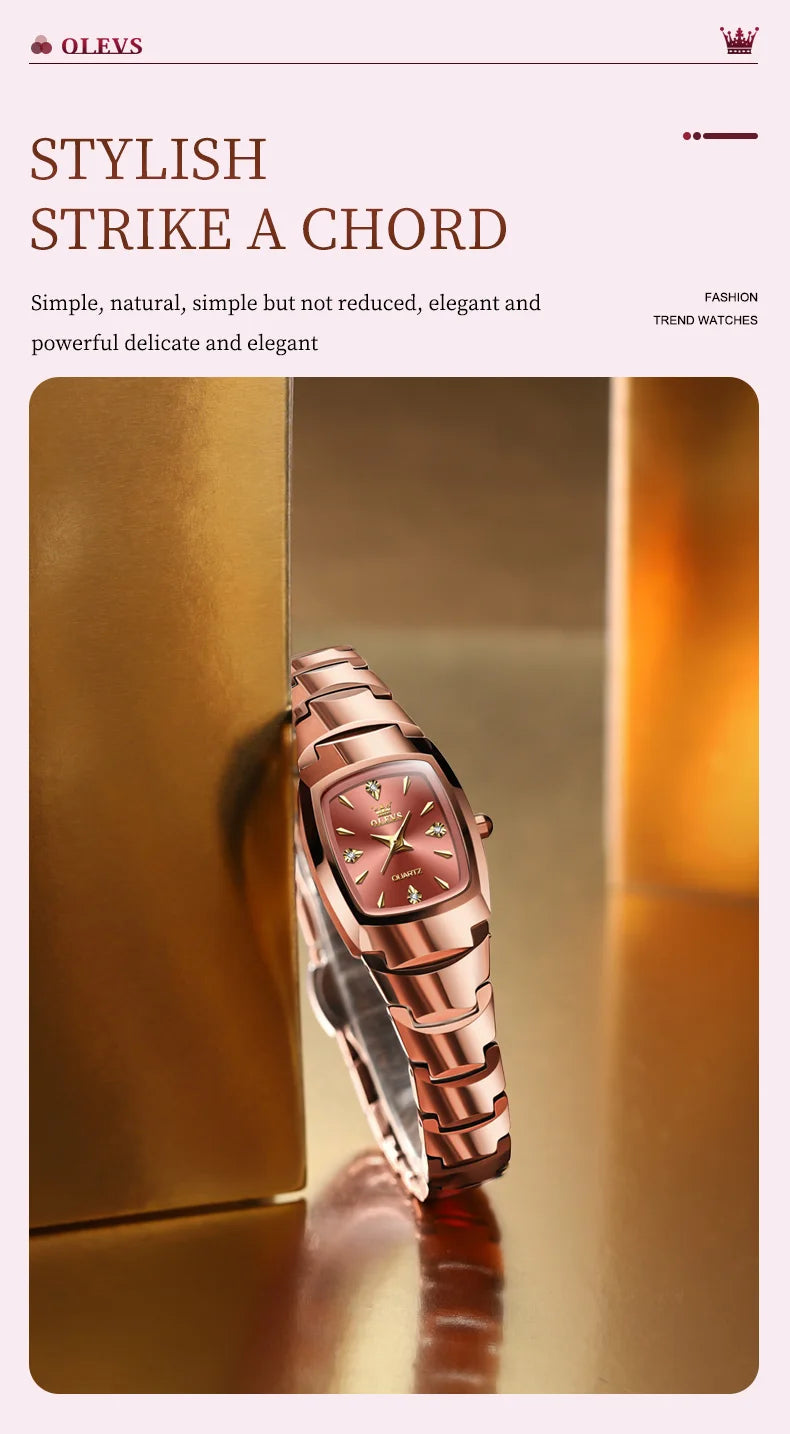 OLEVS 7006 Ladies Watch Luxury Original Quartz Wristwatch Tungsten Steel Waterproof Luminous Watches for Women Bracelet Set