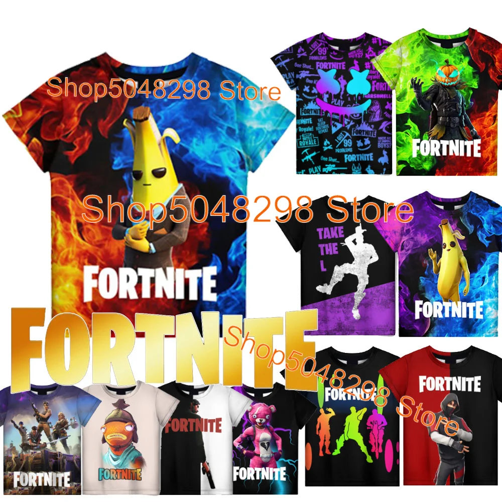 Peely Fortnited 8 To 19 Years Kids T Shirt Battle Royale Cartoon Tops Teen Clothes Men Women Hero 3D Printed T-shirt Boys Girls