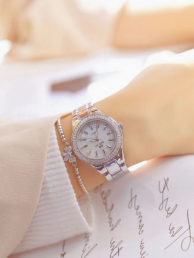 Women Wrist Watches For Ladies Dress Gold Watch Crystal Diamond Women Watches Stainless Steel Silver Clock Montre Femme