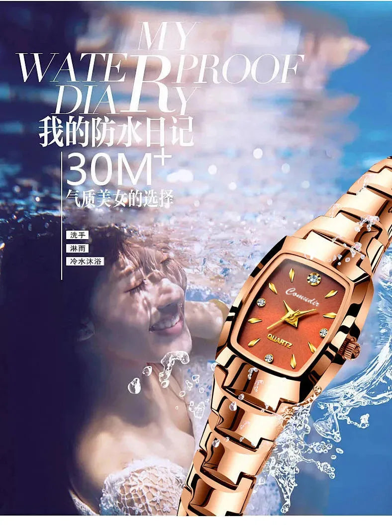 Tungsten Steel Watch For Women Waterproof And Simple Fashion Women's Wristwatch With Small Dial Ladies Quartz Analogue Watch