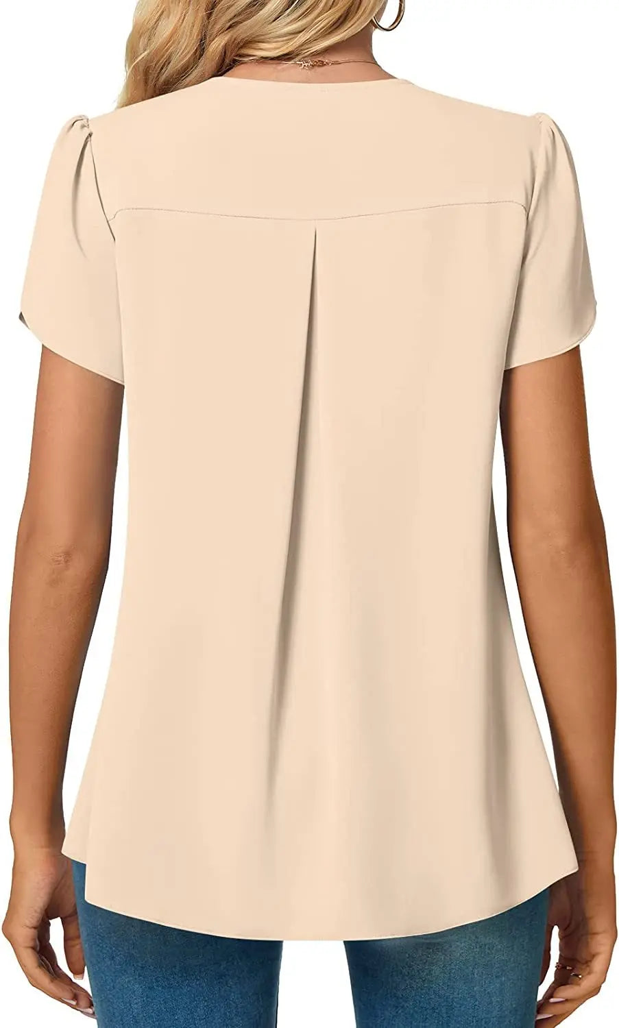 Sexy V Neck Ruffle Short Sleeve Blouse Shirts Summer Women V Neck Solid Color Loose OL Workout Blouse Tops SZE-ST23015