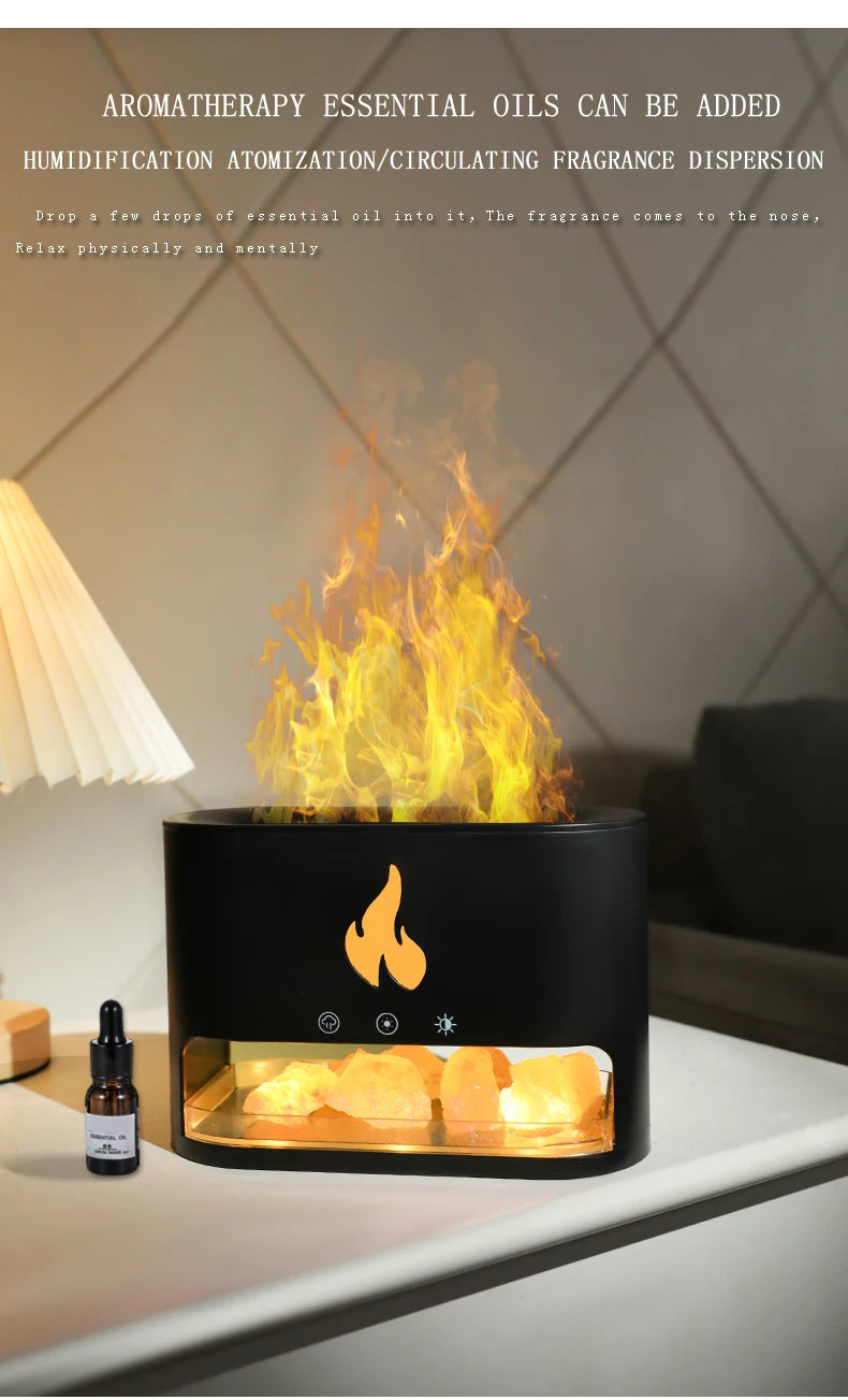 Flame Essential Oils Scent Defuser Ultrasonic Cool Mist Led Simulation 3D Fire Flame Effect Aroma Air Humidifiers Diffusers