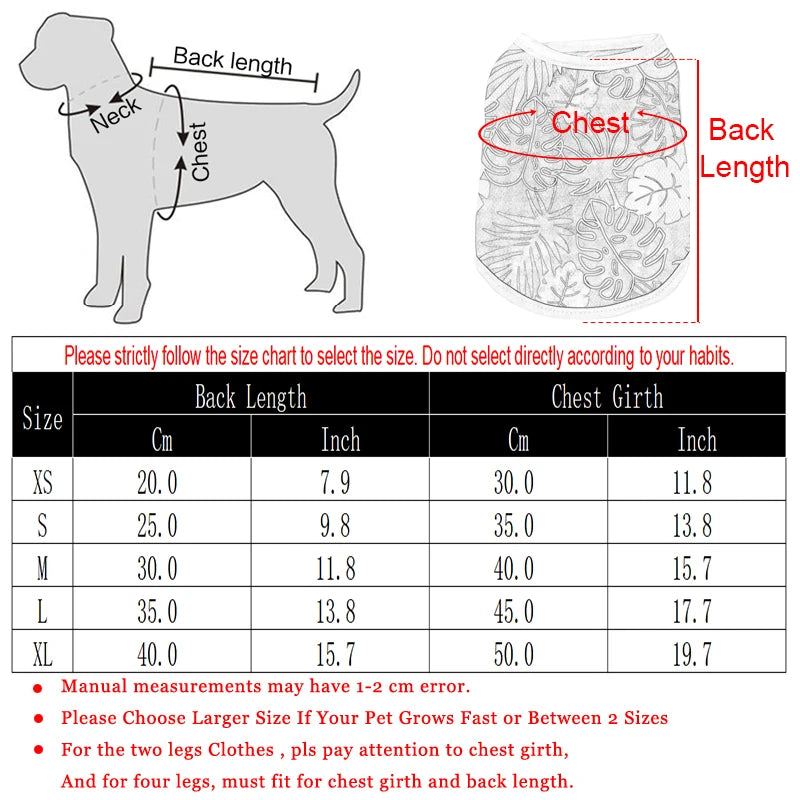 Summer Dog Vest Clothes For Small Medium Dogs Cats Breathable Hawaiian Beach Style Puppy T-shirt  Chihuahua Yorkshire Pug Coat