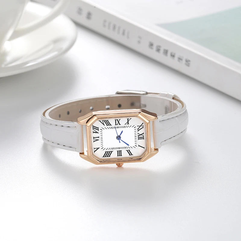 Women's Watch, Quartz Watch, Simple Fashion Casual Watch, Small Elegant Leather Strap, Square Dial with Roman Numerals