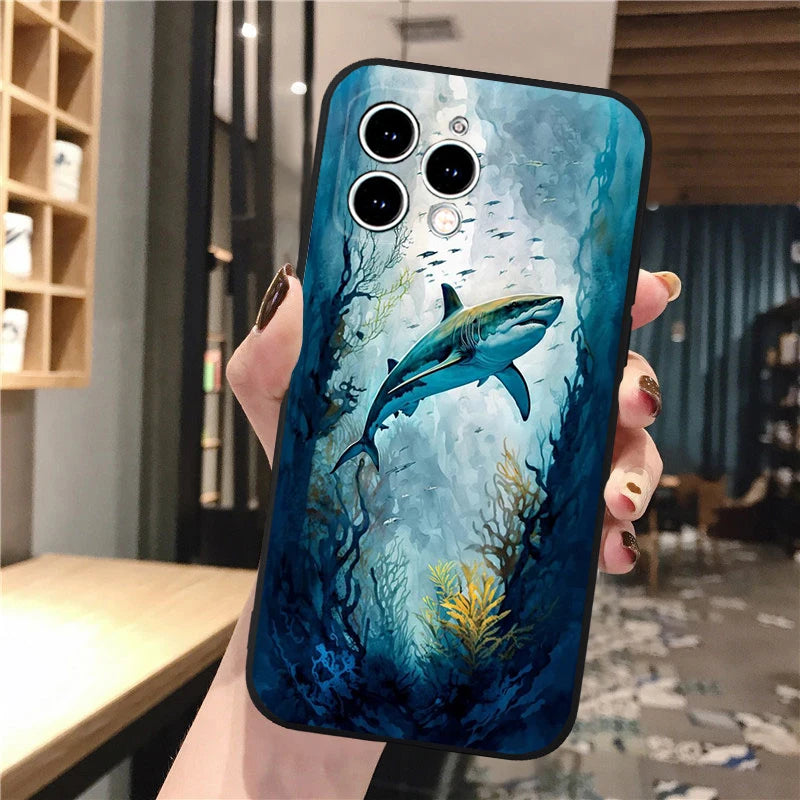 Whale Phone Case For iphone 16 15 14 Pro Max 16 15 14 13 12 Pro 15Plus iphone 11