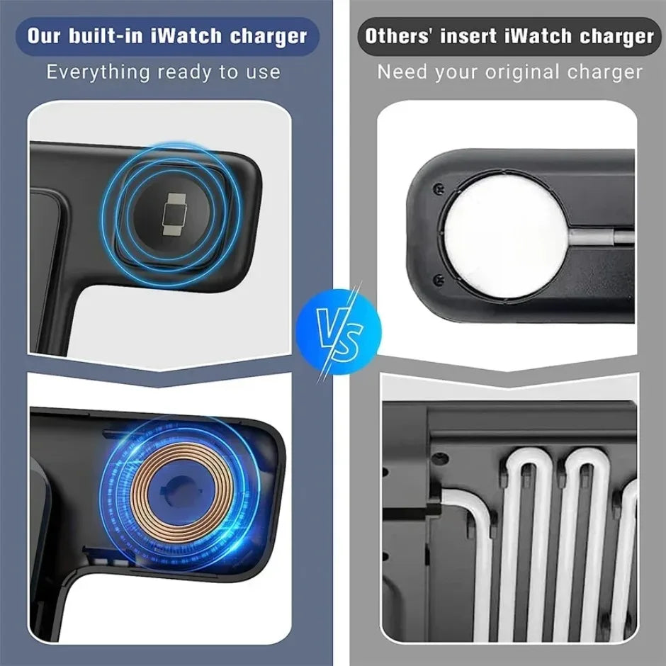 30W Foldable Fast Charging Dock Station 3 in 1 Wireless Charger Stand  For iPhone 16 15 14 13 12 11 X  iWatch 8 7 6  Airpods Pro