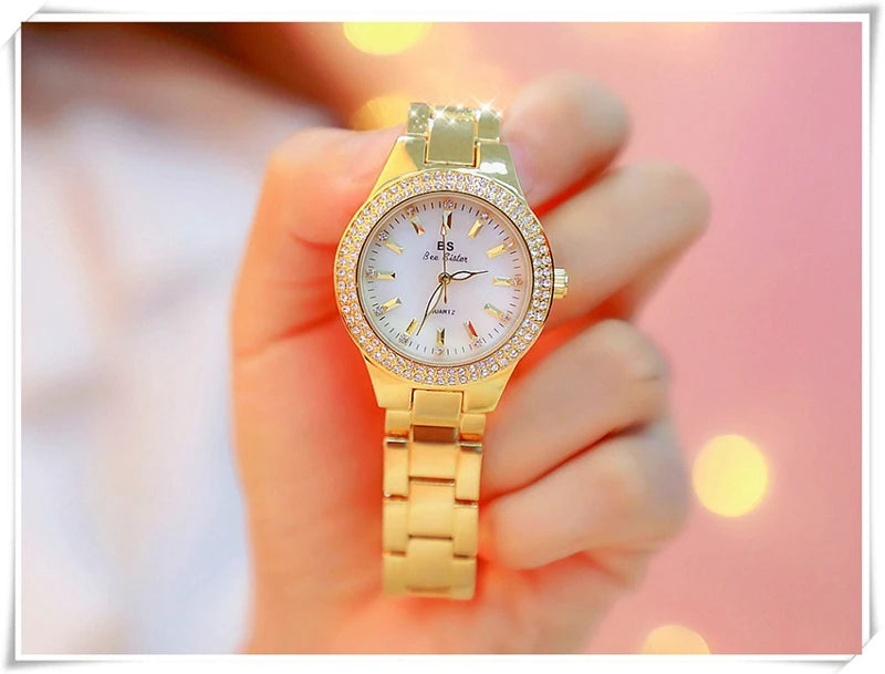 Women Wrist Watches For Ladies Dress Gold Watch Crystal Diamond Women Watches Stainless Steel Silver Clock Montre Femme