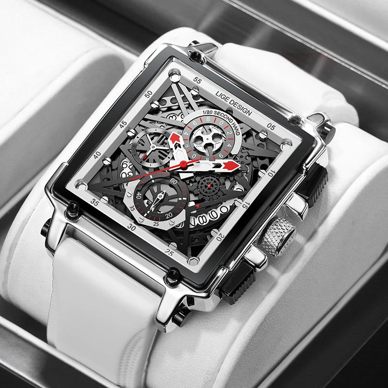 2024 New Top LIGE Brand Luxury Men Watch Business Square Watch Men Casual Sport Quartz Chronograph Clock Male Waterproof Watches
