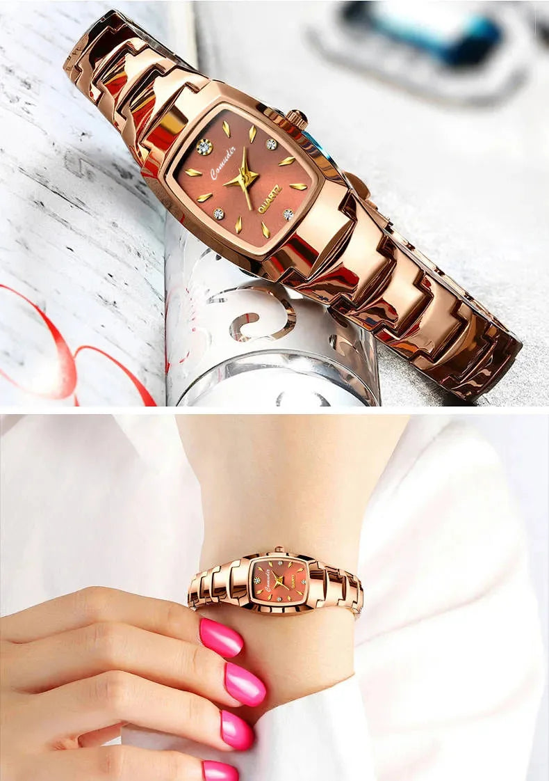 Tungsten Steel Watch For Women Waterproof And Simple Fashion Women's Wristwatch With Small Dial Ladies Quartz Analogue Watch
