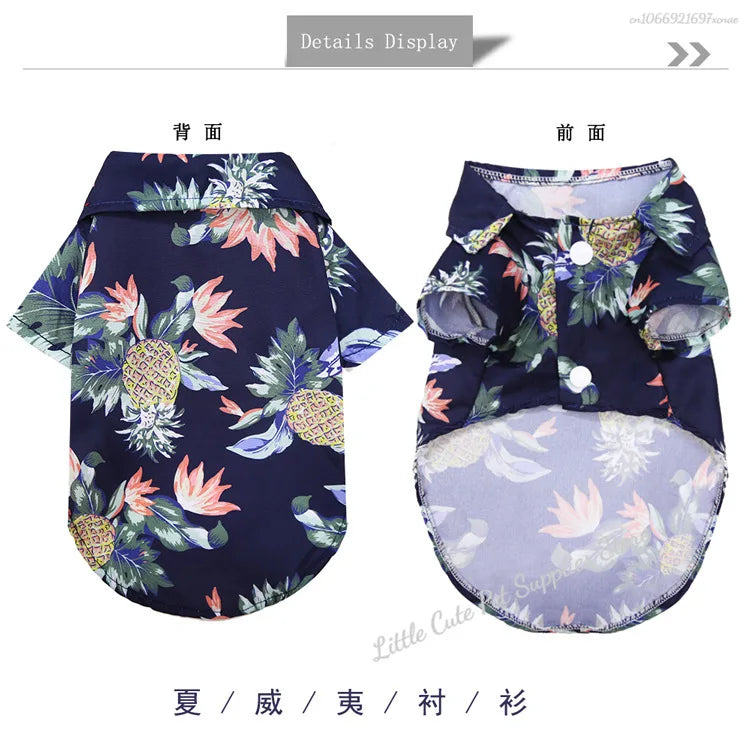 Pet Beach Pineapple Shirts Hawaiian Style Dog Cat Coat Vest Spring Summer Thin Breathable Puppy T-Shirt Clothes Fashion Costumes