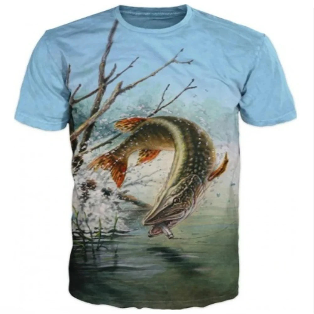 Summer Harajuku Carp Fish Print Men Women T Shirts Casual Breathable Round Neck Short Sleeve Sports Oversized T-shirts Men tops