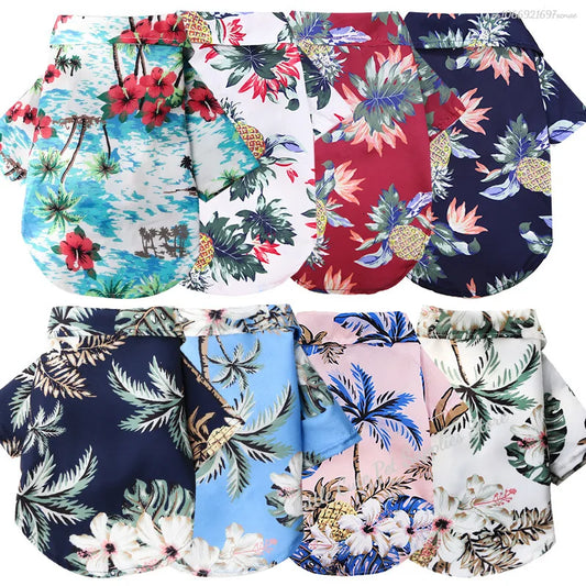 Pet Beach Pineapple Shirts Hawaiian Style Dog Cat Coat Vest Spring Summer Thin Breathable Puppy T-Shirt Clothes Fashion Costumes