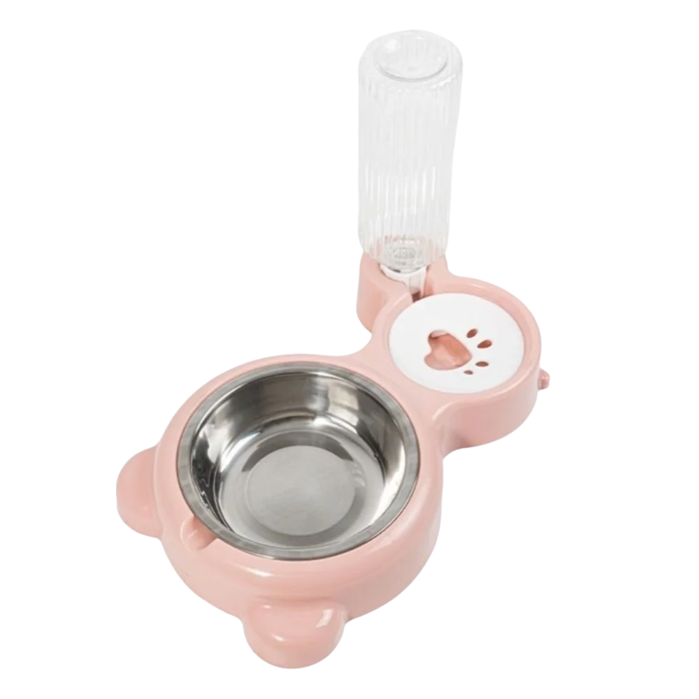 Portable 2 in 1 Pet Bowl Transparent Water Bottle Pet Feeding Automatic Feeding Bowl Pet Food Storage Dispenser Cat