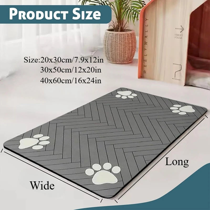 Pet Feeding Mat-Absorbent Pets Placemat for Food and Water Bowl, with Waterproof Rubber Backing, Quick Dry Water Mat for Dog Cat