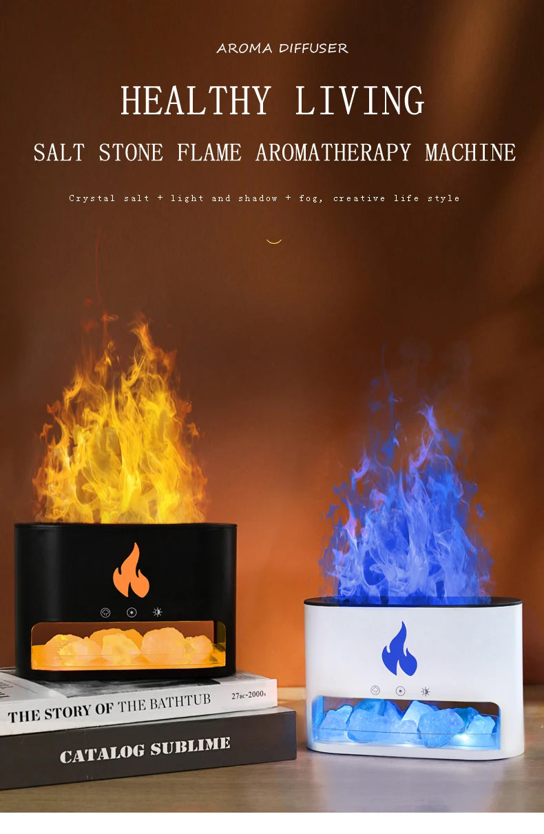 Flame Essential Oils Scent Defuser Ultrasonic Cool Mist Led Simulation 3D Fire Flame Effect Aroma Air Humidifiers Diffusers