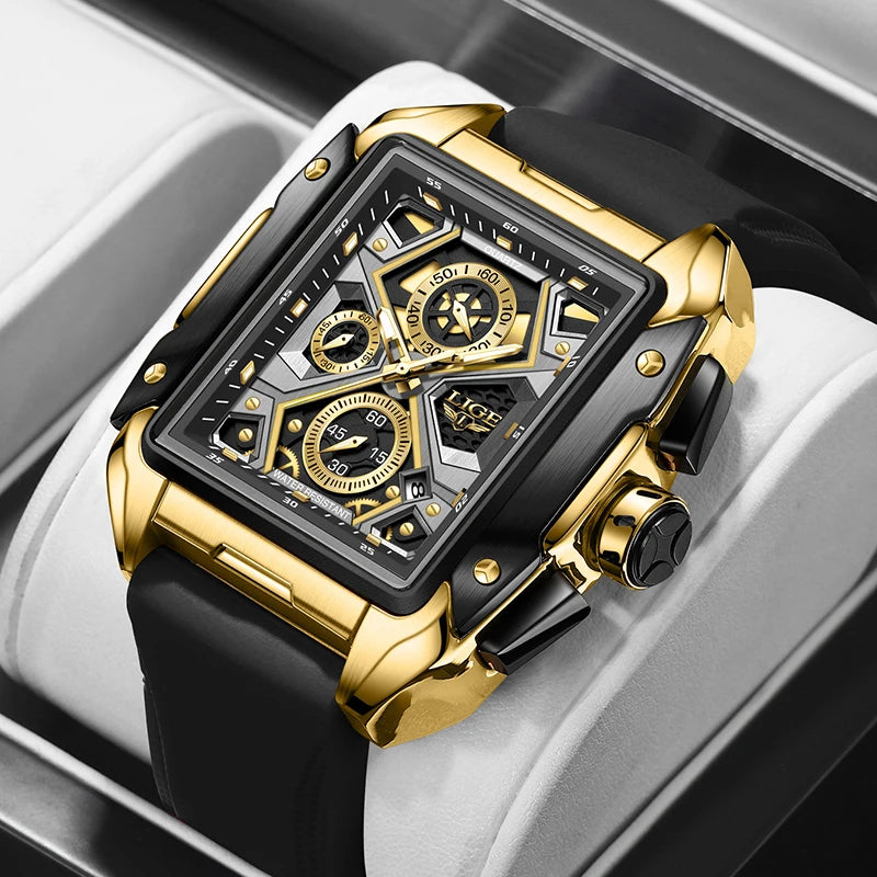 2024 New Top LIGE Brand Luxury Men Watch Business Square Watch Men Casual Sport Quartz Chronograph Clock Male Waterproof Watches