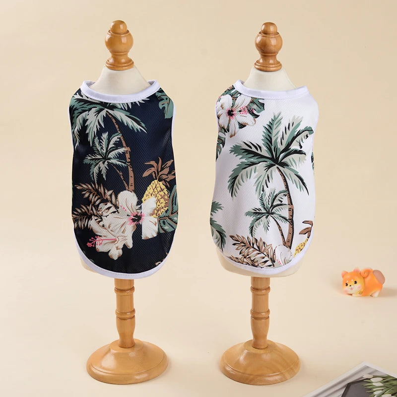 Summer Dog Vest Clothes For Small Medium Dogs Cats Breathable Hawaiian Beach Style Puppy T-shirt  Chihuahua Yorkshire Pug Coat