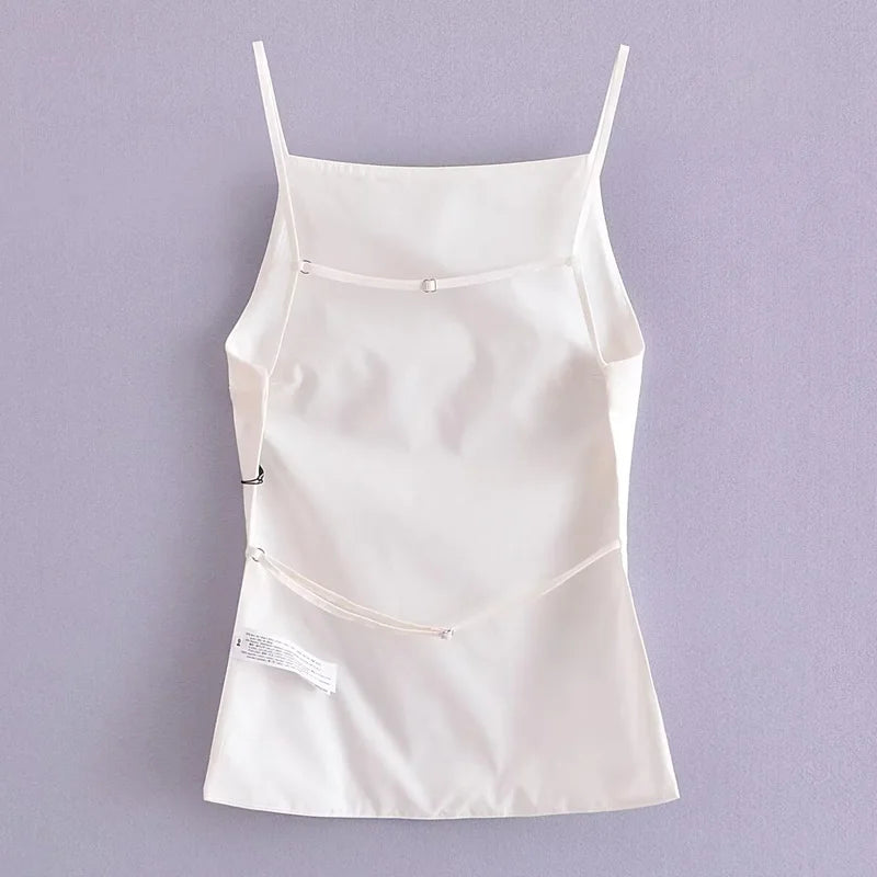 HXAO Women Top 2024 Lace Up Backless Camisole Top Women Cheap clothes Sexy Fashion Tanks & Camis Crop top Women White Black top