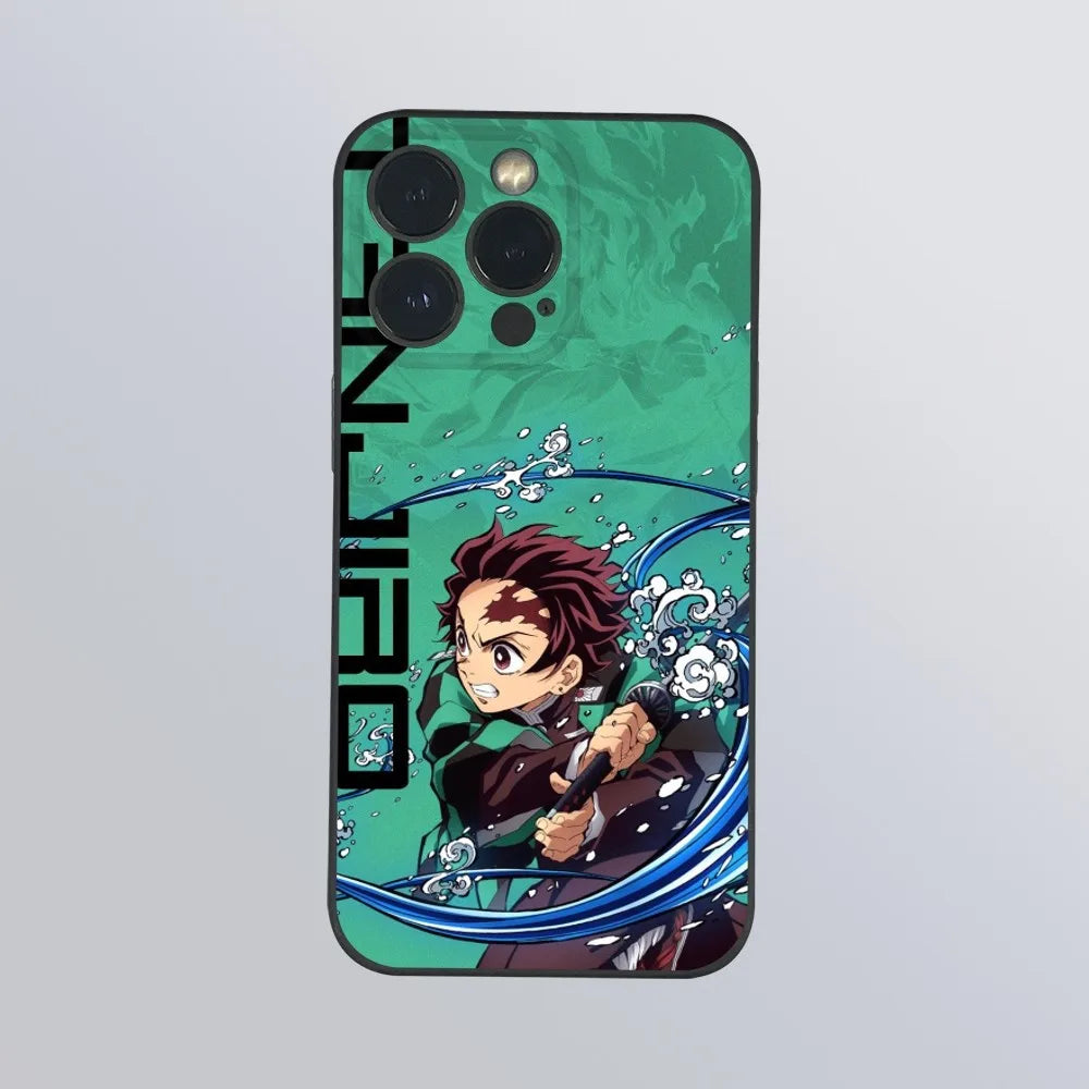 K-Kamado Tanjiro Anime Phone Case For iPhone 16 15 14 13 Pro Max Plus Mini Frosted Soft Shell Funda Shockproof Cases