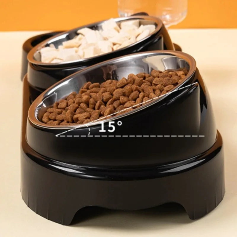 Functional  Double Pet Bowls Neck Protection for Cats Dogs Non-Tip Design for Feeding, Elevate Your Pet's Meal Time