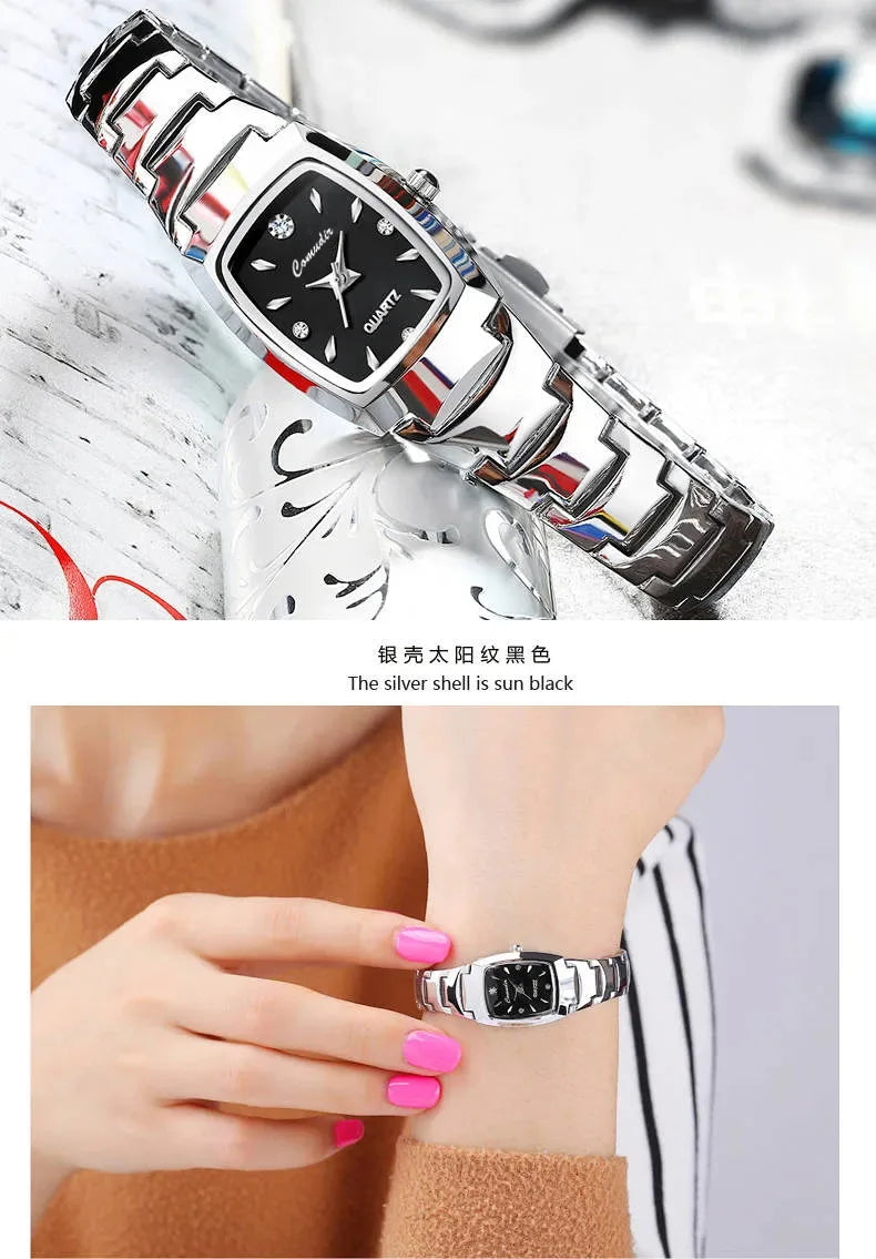 Tungsten Steel Watch For Women Waterproof And Simple Fashion Women's Wristwatch With Small Dial Ladies Quartz Analogue Watch