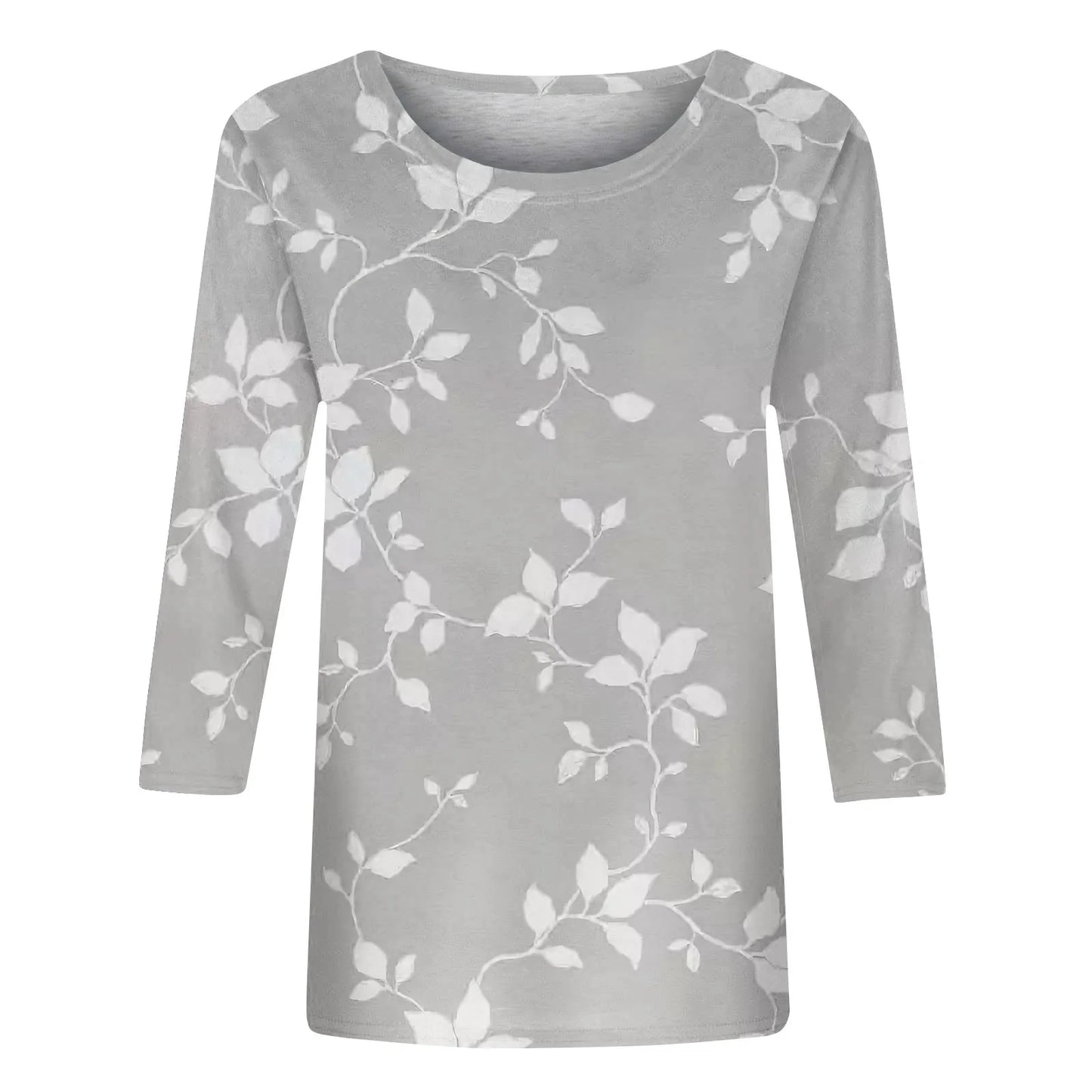 Female Clothing Delicate Fashion Shirts Floral Round Neck 3/4 Sleeves Printed Summer Women Pullover Daily Wear Vetement Femme