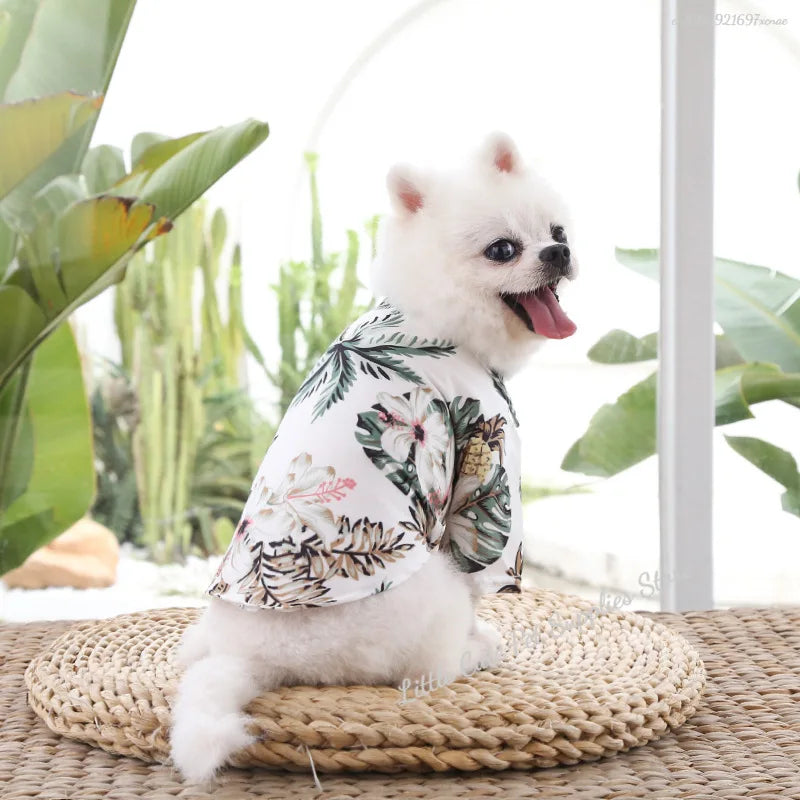 Pet Beach Pineapple Shirts Hawaiian Style Dog Cat Coat Vest Spring Summer Thin Breathable Puppy T-Shirt Clothes Fashion Costumes