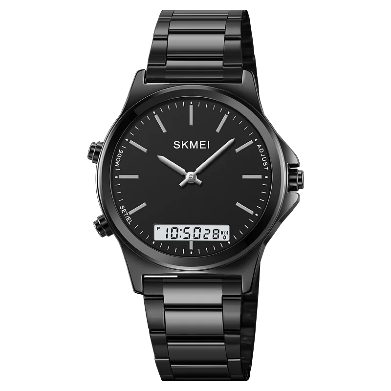 SKMEI Full Steel 3 Time Back Light Display Digital Chrono Sport Watches Mens Waterproof Alarm Wristwatches Clock reloj hombre