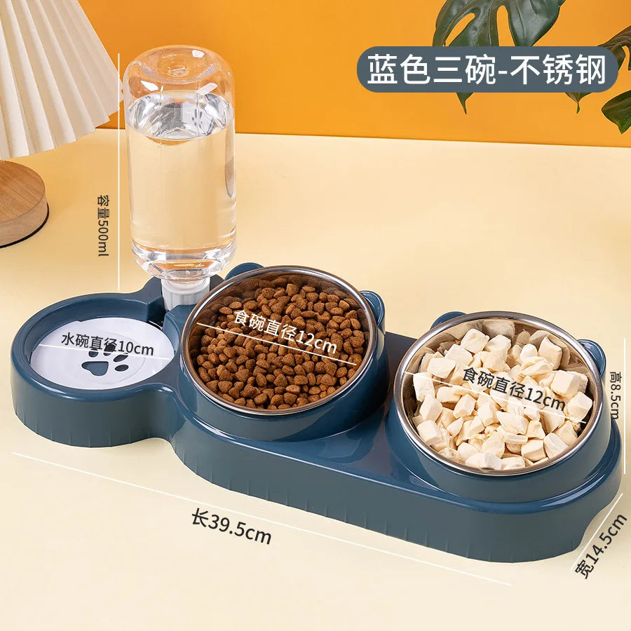 Functional  Double Pet Bowls Neck Protection for Cats Dogs Non-Tip Design for Feeding, Elevate Your Pet's Meal Time