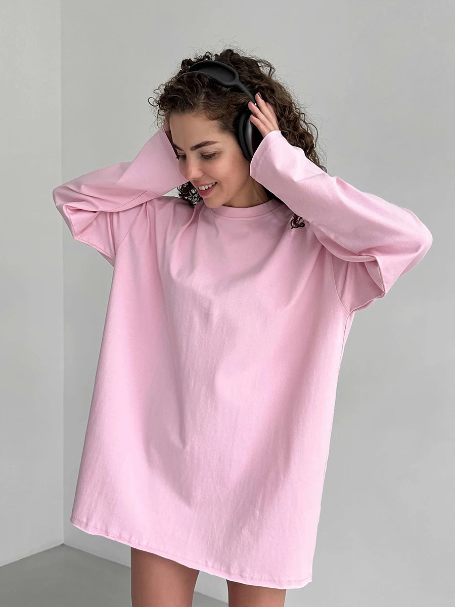 Bornladies Women Autumn 100% Cotton T-shirt Bottoming Spring Basic Fashionable Solid Lady Long Sleeve Loose Tops Shirts