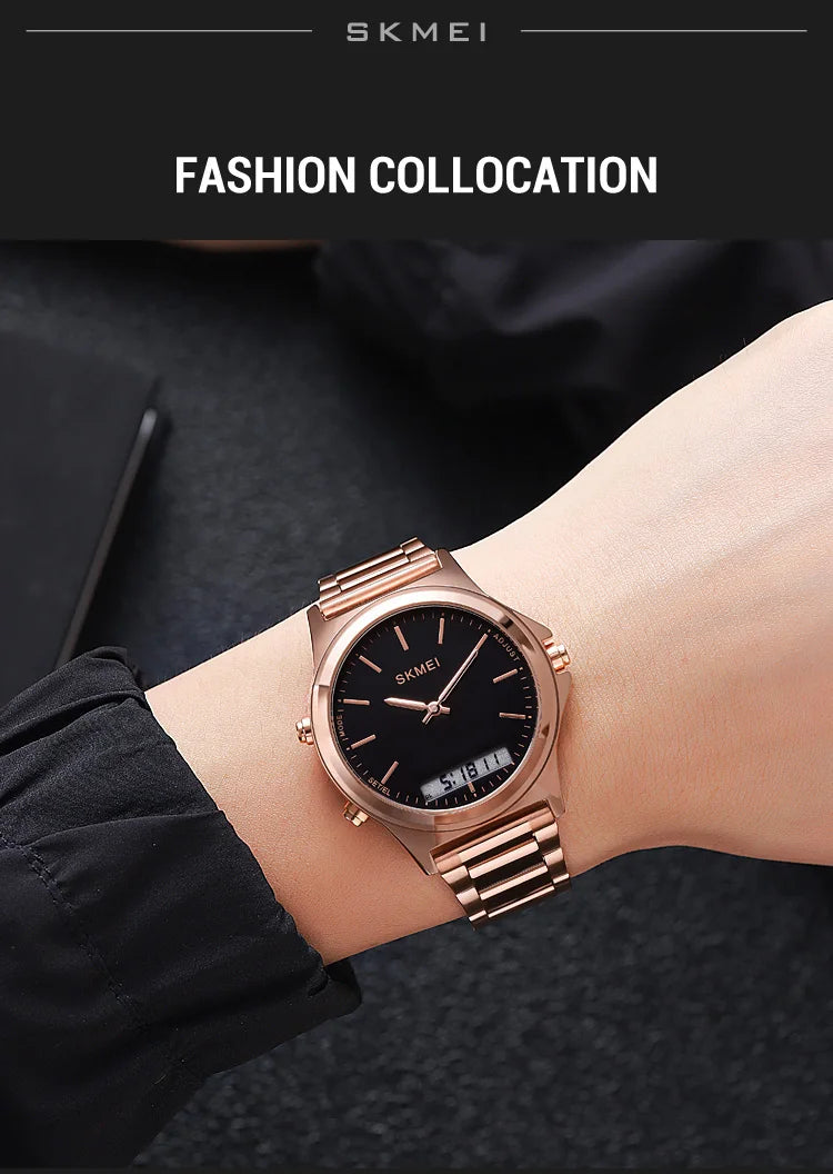 SKMEI Full Steel 3 Time Back Light Display Digital Chrono Sport Watches Mens Waterproof Alarm Wristwatches Clock reloj hombre