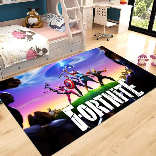 Fortnites Carpet Non-slip Bathroom Rug Fortress Night Rectangle Flannel Bath Mat Cartoon Kitchen Living Room Door Rug Kids Gift