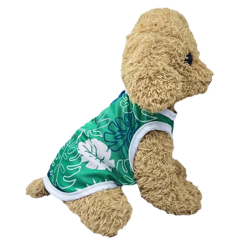 Summer Dog Vest Clothes For Small Medium Dogs Cats Breathable Hawaiian Beach Style Puppy T-shirt  Chihuahua Yorkshire Pug Coat
