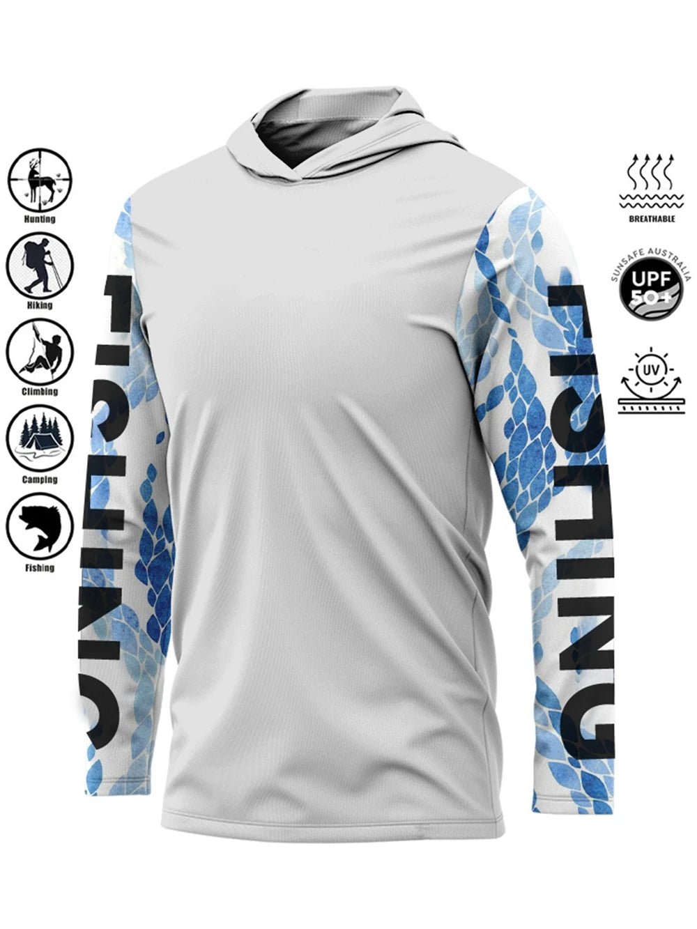 Fishing Shirt Hooded Outdoor Uv Protection Large Size Man Camouflage Printing Moisture Wicking Jersey Fishing Apparel Tops