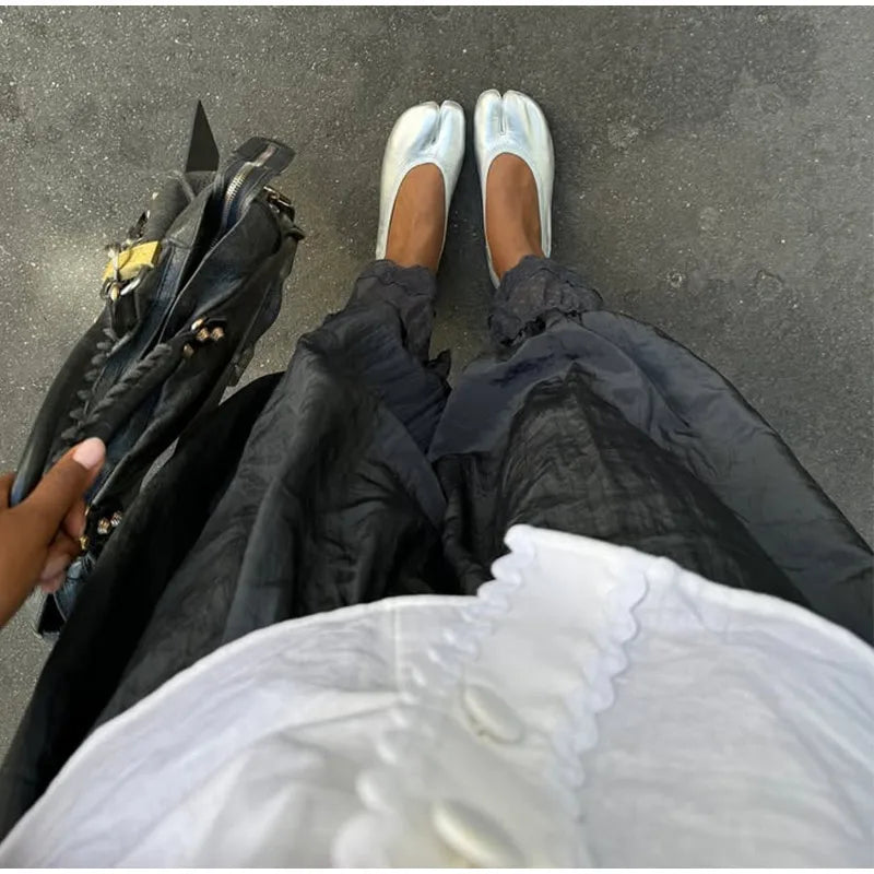 2025 Fashion Ruff Long Pants Women Casual Pleated Lace Lace Up Patchwork Straught Pants Lady Summer Chic Holiday Streetwear