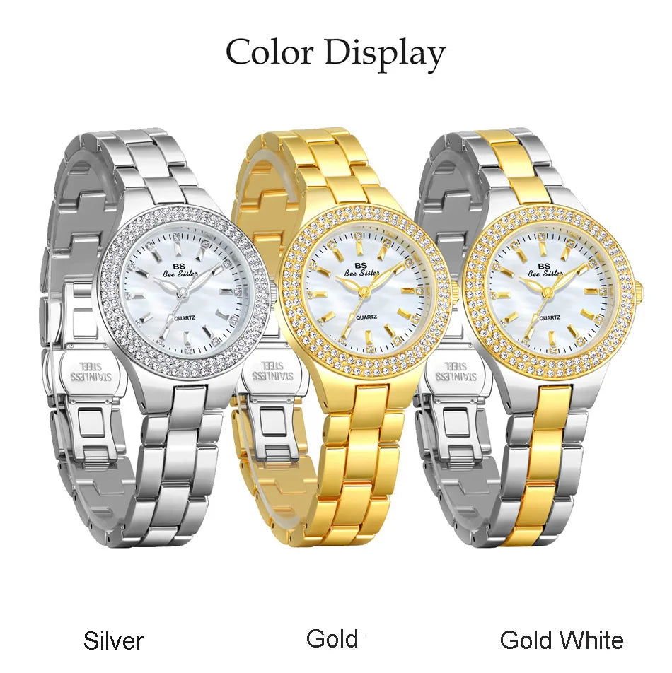 Luxury Elegant Quartz Watches Women High Quality Diamond Dial Ladies Watch Fashion Stainless Steel Bracelet Women's Wristwatch