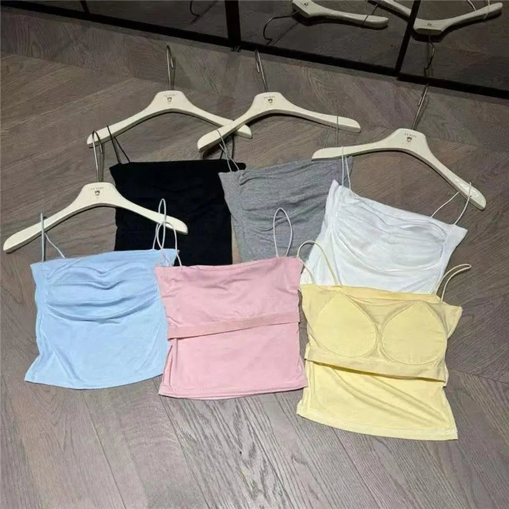 Women Casual Vest Beauty Back Camisole With Thin Straps Sexy Sleeveless Tank Tops Summer Female Bra Lingerie Tees Streetwear