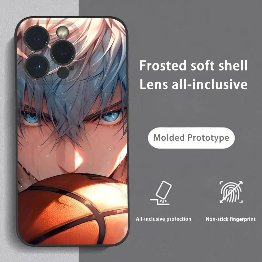 Anime K-Kuroko no Basuke Phone Case For iPhone 16 15 14 13 Pro Max Plus Mini Frosted Soft Shell Funda