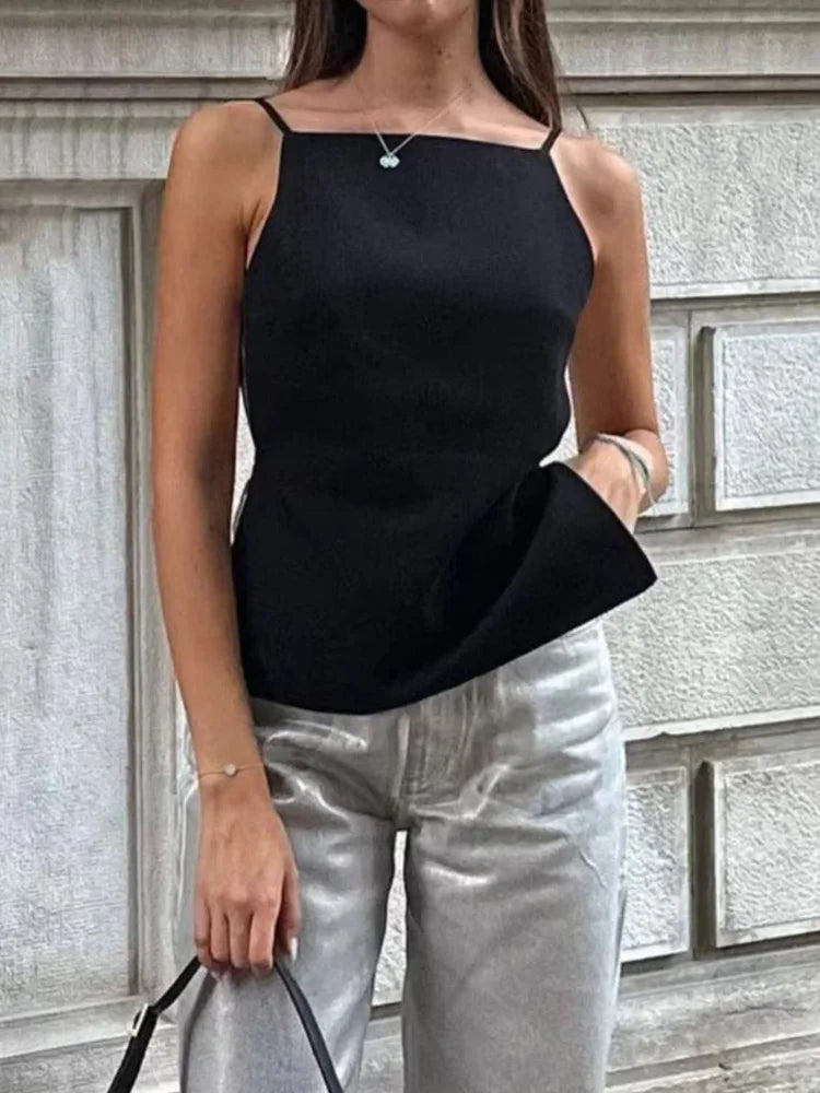 HXAO Women Top 2024 Lace Up Backless Camisole Top Women Cheap clothes Sexy Fashion Tanks & Camis Crop top Women White Black top