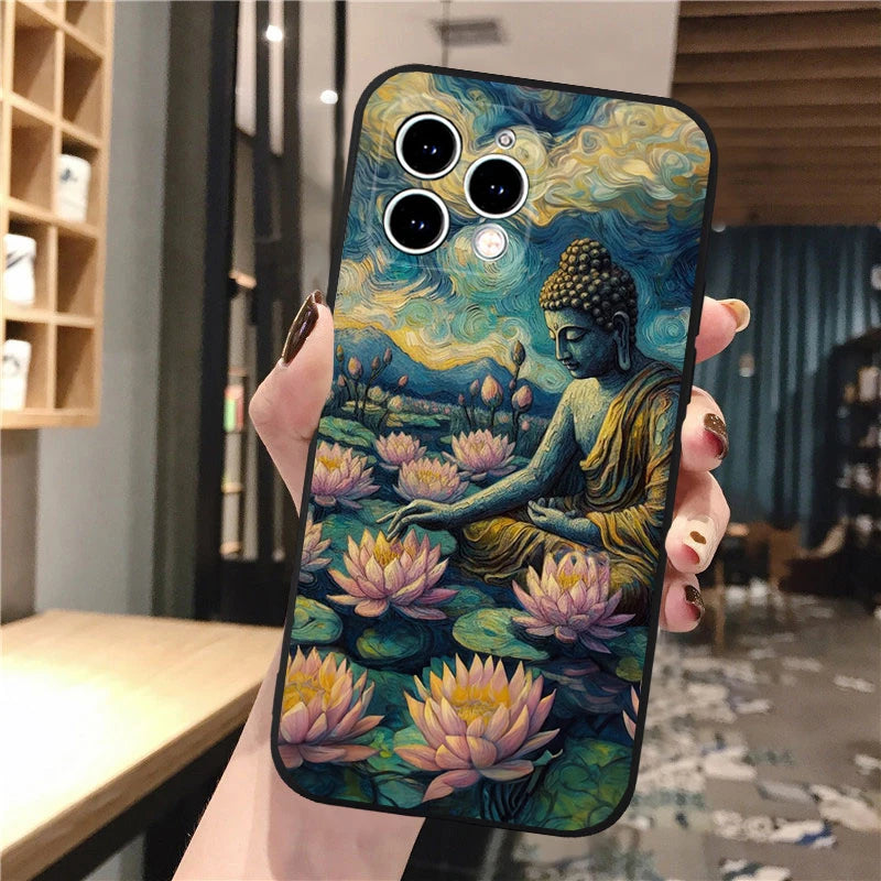 Buddha Phone Case For iPhone 16 15 13 14  Pro Max 16 14 13 Pro 15 Plus 16E Silicone Cover