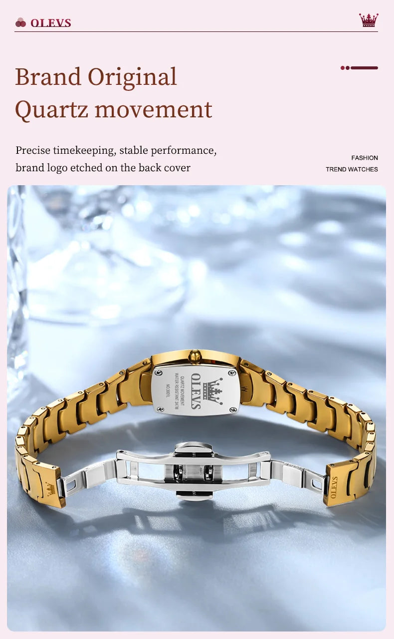 OLEVS 7006 Ladies Watch Luxury Original Quartz Wristwatch Tungsten Steel Waterproof Luminous Watches for Women Bracelet Set