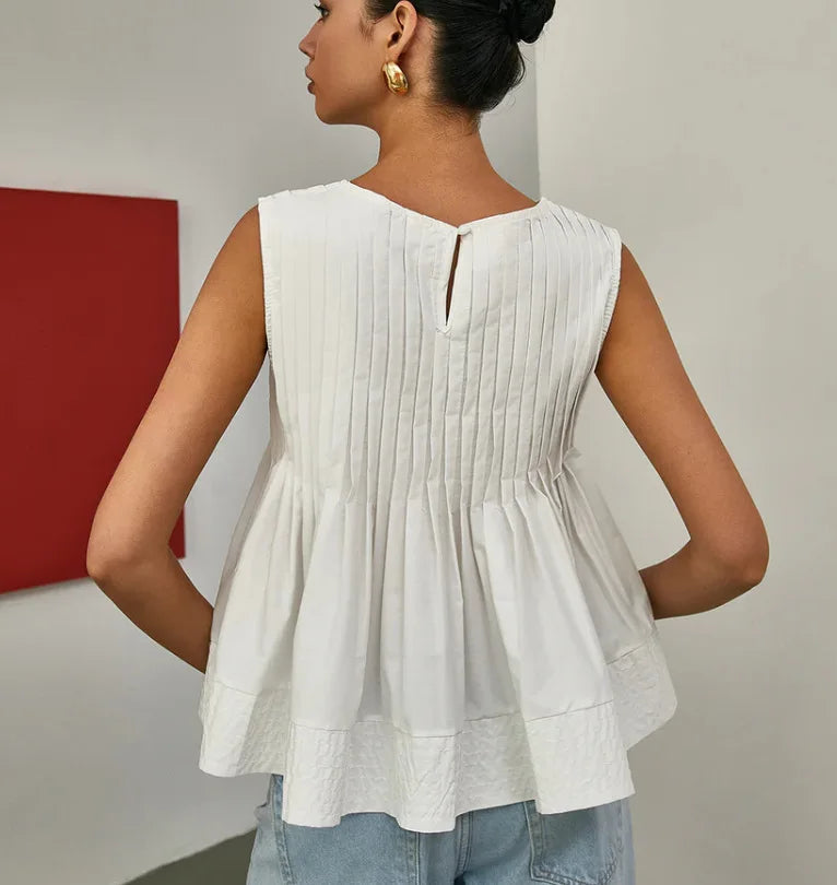 Women Sweet Ruffle Hem Vests Solid Color Summer Fashion Streetwear Female Sleeveless O-neck Tops Lady Casual Loose Camisole