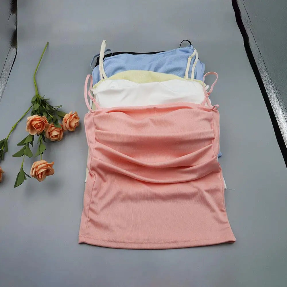 Women Casual Vest Beauty Back Camisole With Thin Straps Sexy Sleeveless Tank Tops Summer Female Bra Lingerie Tees Streetwear